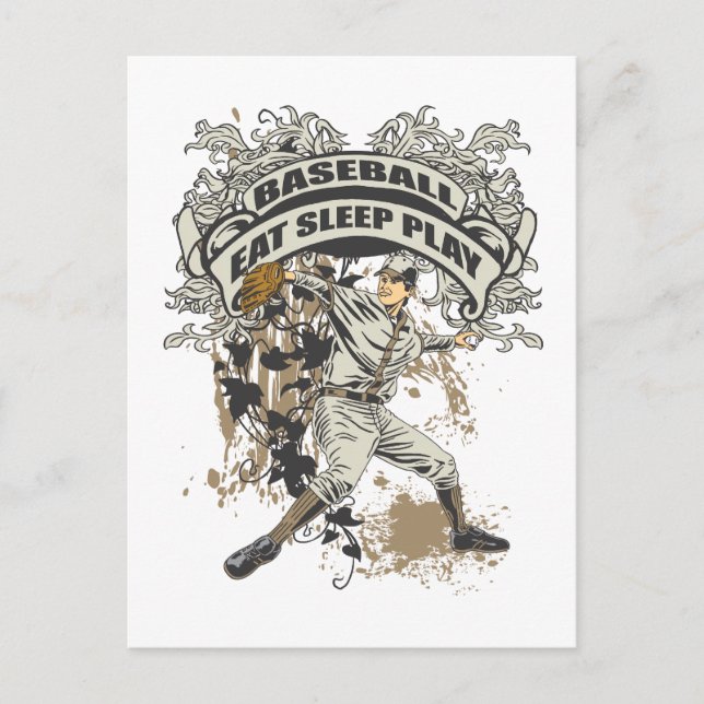 Carte Postale Mangez, Dormez, Jouez Au Baseball (Devant)