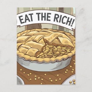 Carte Postale Mangez le riche gâteau de pièces d'or