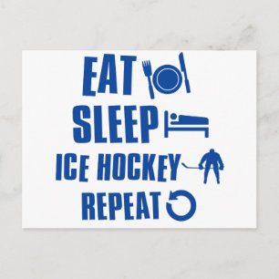 Carte Postale Mangez le sommeil Hockey sur glace