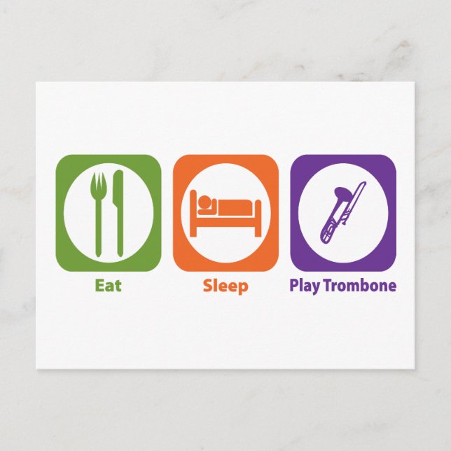 Carte Postale Mangez le sommeil Jouer Trombone (Devant)