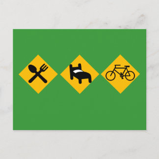 Carte Postale Mangez le sommeil Vélo Signes de la route