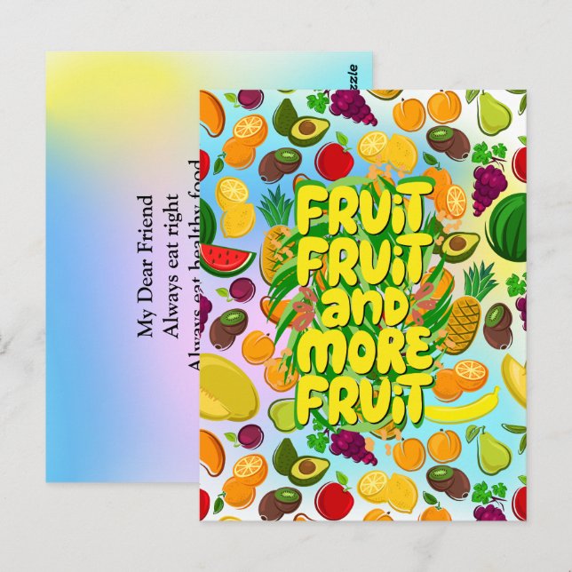 Carte Postale Mangez plus de fruits | yoga alimentaire sain moti (Devant / Derrière)
