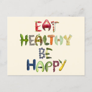 Carte Postale Mangez Sainement Soyez Heureux - Fruits et Légumes