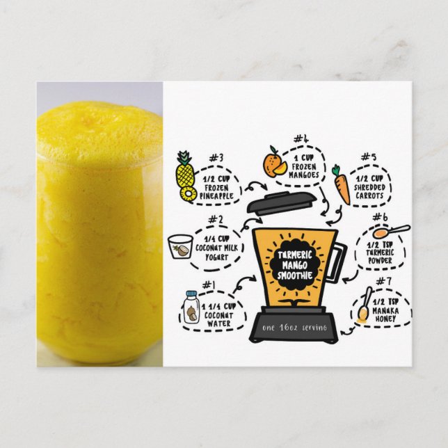 Carte Postale Mango Smoothie de Turmeric Recette (Devant)
