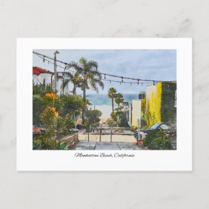 Carte Postale Manhattan Beach California Aquarelle Peinture