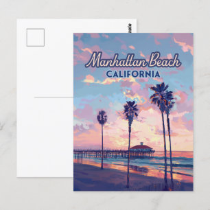 Carte Postale Manhattan Beach Californie Los Angeles Retro