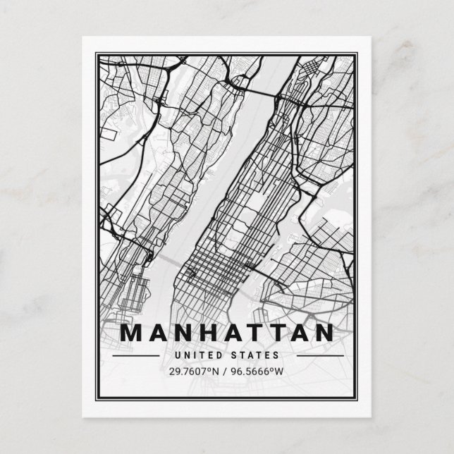 Carte Postale Manhattan New York USA Travel City Map (Devant)