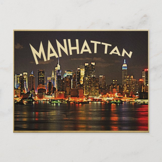 Carte Postale Manhattan Night Skyline (Devant)
