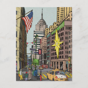 Carte Postale Manhattan Winter New York Illustration de Noël