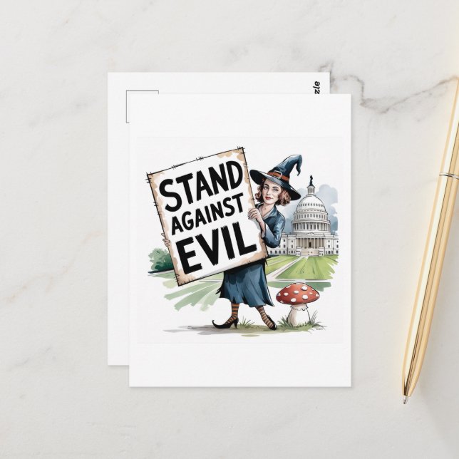 Carte Postale Manifestation de sorcières contre le mal (Devant/Arrière en situation)