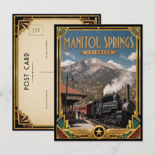 Carte Postale Manitou Springs Colorado Art Déco Vintage Doré