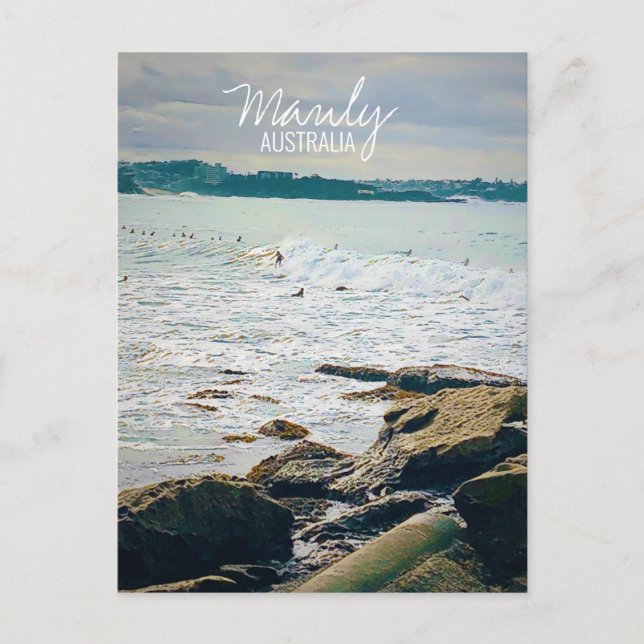 Carte Postale Manly Beach surf océanique Australie Voyage (Devant)