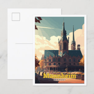 Carte Postale Mannheim Allemagne Voyage Art Vintage Illustration