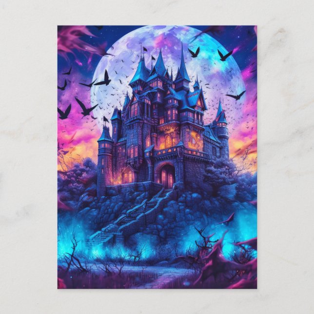 Carte Postale Manoir hanté | Bonne Halloween (Devant)
