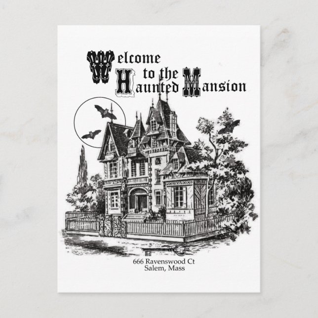 Carte Postale manoir vintage hanté moderne (Devant)