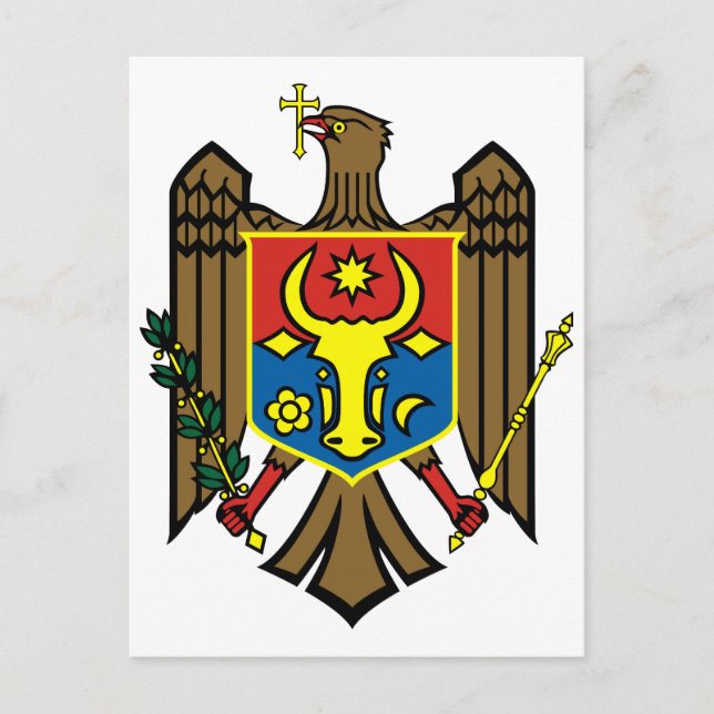 Carte Postale Manteau officiel de Moldau de symbole d'héraldique (Devant)