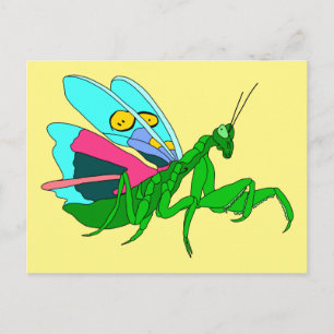 Carte Postale Mantis de prière colorée