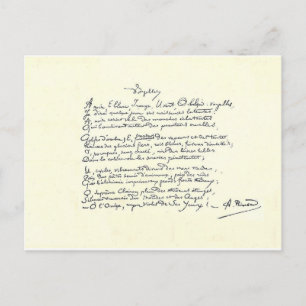 Carte Postale manuscrit autographe de Voyelles (Rimbaud)