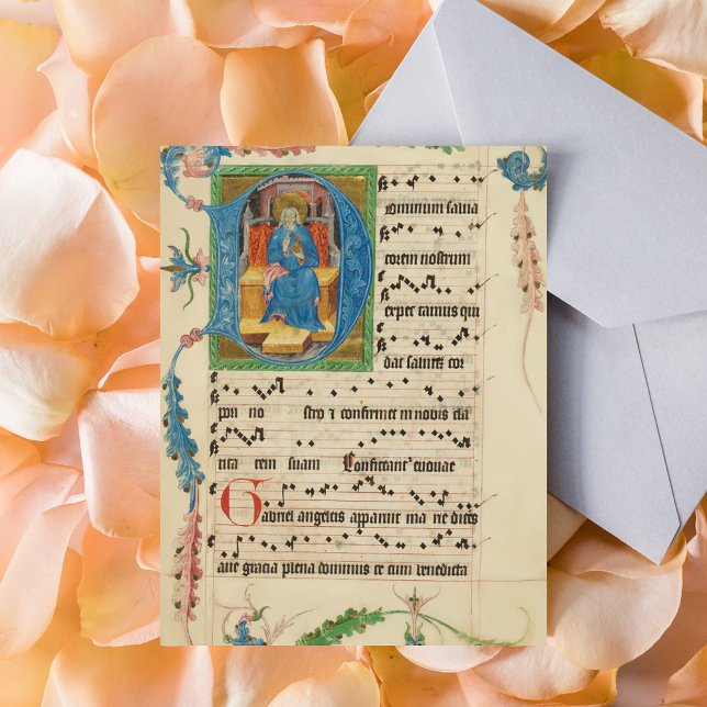 Carte Postale Manuscrit de Chant médiéval Grégorien (Medieval Gregorian Chant Manuscript Sheet Music Catholic Christian Postcard)