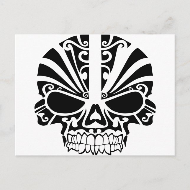Carte Postale Maori Tattoo Masque Crâne (Devant)