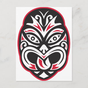 Carte Postale maori tiki moko masque de tatouage