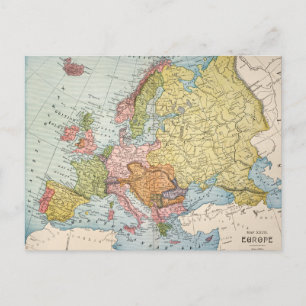 CARTE POSTALE MAP: EUROPE, 1885