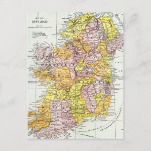 Carte Postale MAP : IRLANDE, c1890
