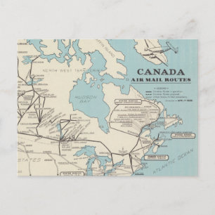 Carte Postale Map of Canada - Canada Air Mail Routes