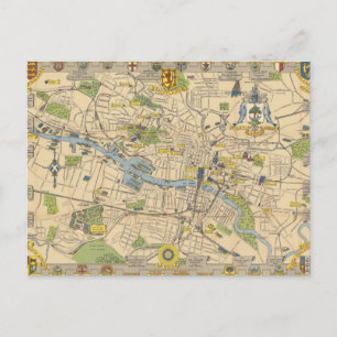 Carte Postale Map of Glasgow, Angleterre