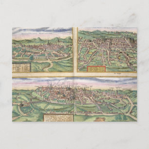Carte Postale Map of Montpellier, Tours, and Poitiers, from 'Civ