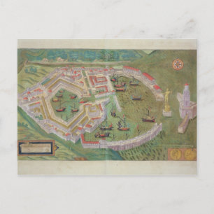 Carte Postale Map of Ostia, from 'Civitates Orbis Terrarum' by G