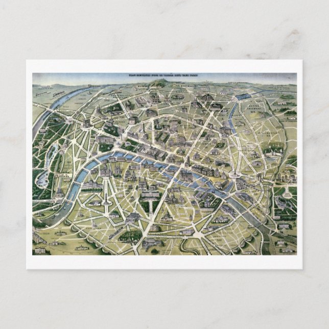 Carte Postale Map of Paris during the period of the Grands (Devant)