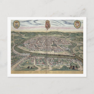 Carte Postale Map of Seville, from 'Civitates Orbis Terrarum' by