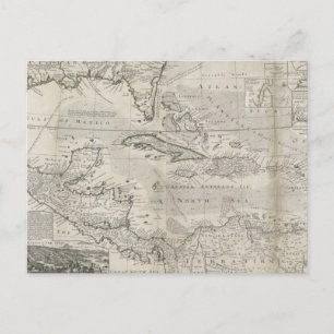 Carte Postale Map of the Caribbean   1715
