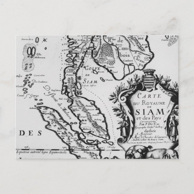 Carte Postale Map of the Kingdom of Siam (Devant)