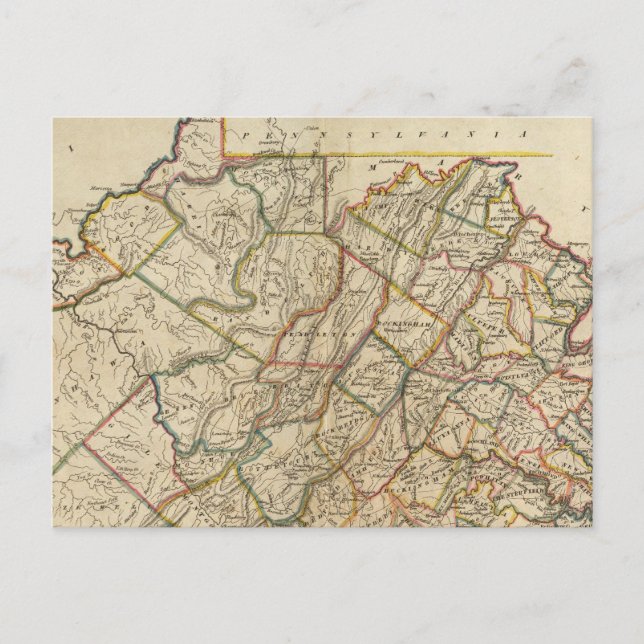 Carte Postale Map of Virginia (Devant)
