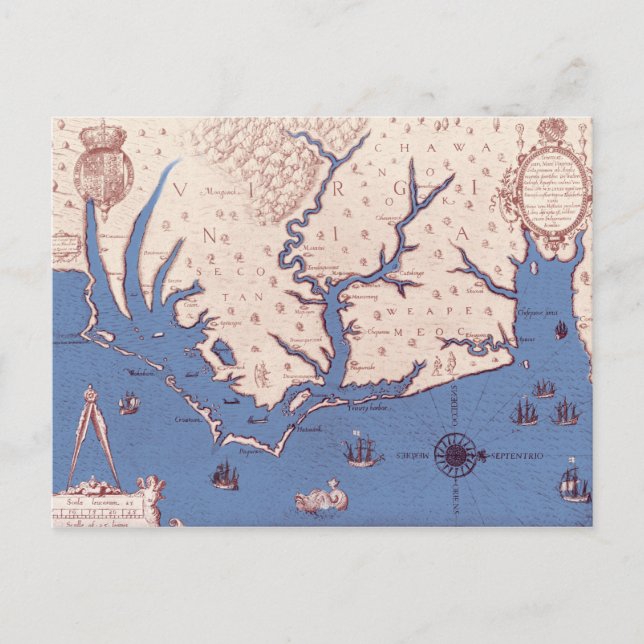 Carte Postale Map of Virginia (Devant)