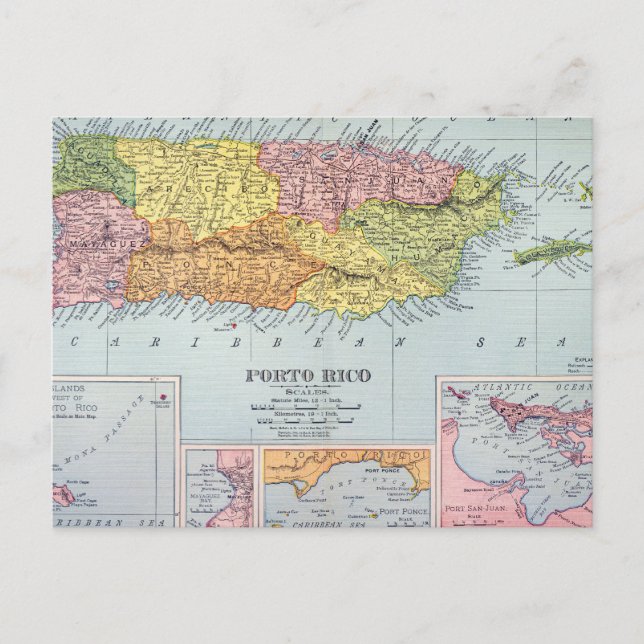 CARTE POSTALE MAP : PORTO RICO, 1900 (Devant)
