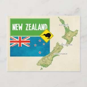 Carte Postale MAP POSTCARDS ♥ Nouvelle-Zélande