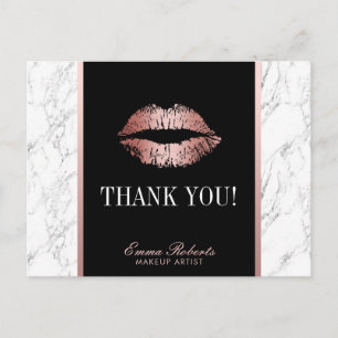 Carte Postale Maquillage Artiste Rose Gold Lips Marbre Merci