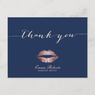 Carte Postale Maquillage Artiste Rose Gold Lips Marine Blue Merc