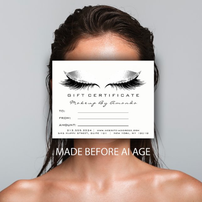 Carte Postale Maquillage d'extension de licence cadeau blanc (Gift Certificate Lashes Extension Makeup White Postcard)