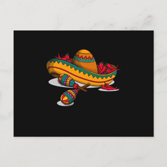 Carte Postale Maracas Sombrero Musique mexicaine Maraca Player C (Devant)