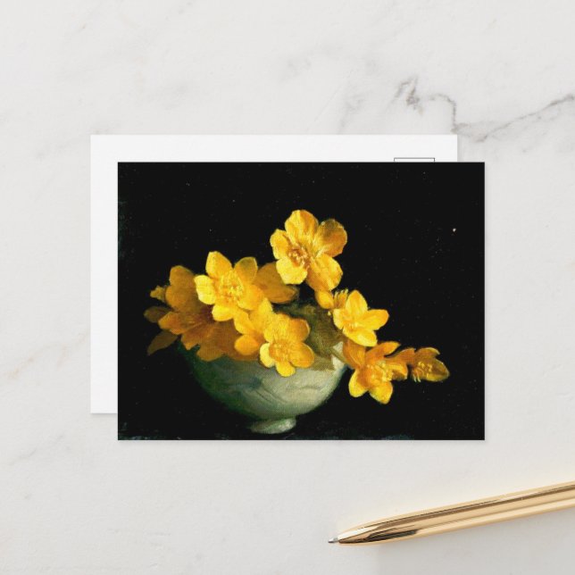 Carte Postale Marais Marigolds, peinture sur nature (Devant/Arrière en situation)