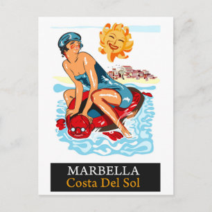 Carte Postale Marbella, Costa del Sol, Espagne. Nageur heureux