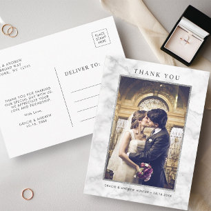 Carte Postale Marbre blanc moderne Merci Parties scintillant arg