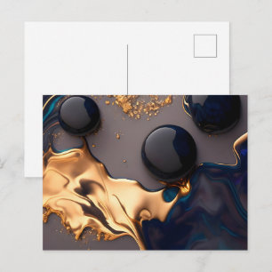 Carte Postale Marbre Liquide Or de Minuit