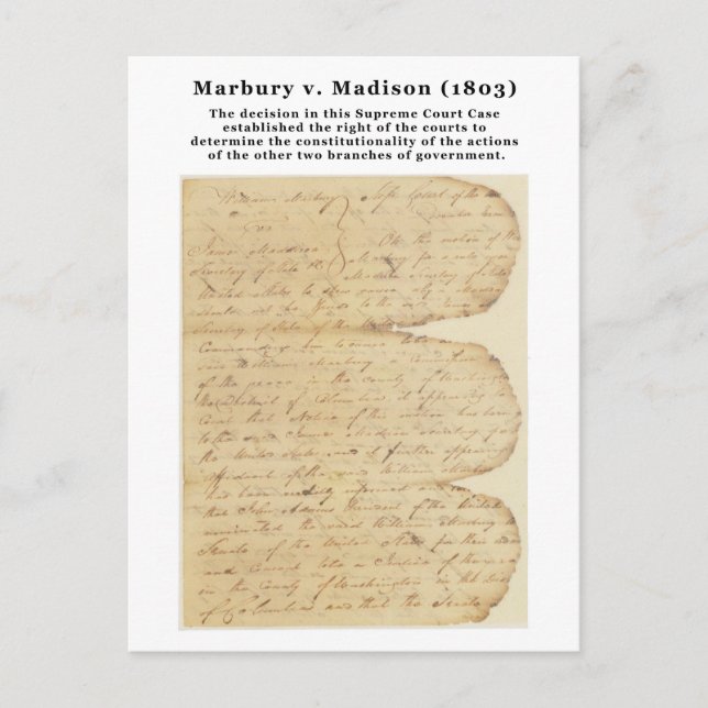 Carte Postale Marbury c. Madison, 5 U.S. 137 (1803) (Devant)