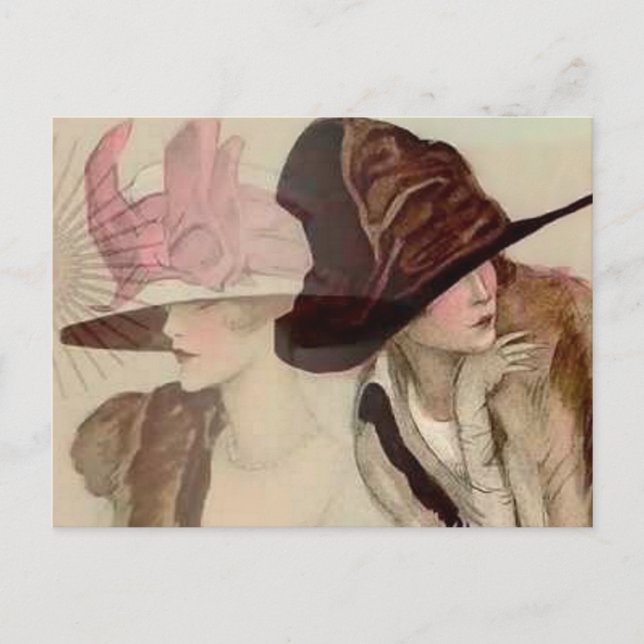 Carte Postale Marcello Dudovich Jeunes filles en Casquette Illus (Devant)