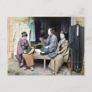 Carte Postale Marchand 1870 de tissu du Japon